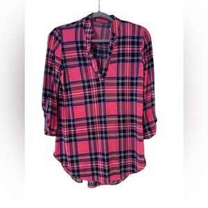 Pink Relaxed Boxy Blouse with Mandarin Collar